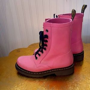 Pink Leather Dr. Martens High Top Combat Boots Size 7